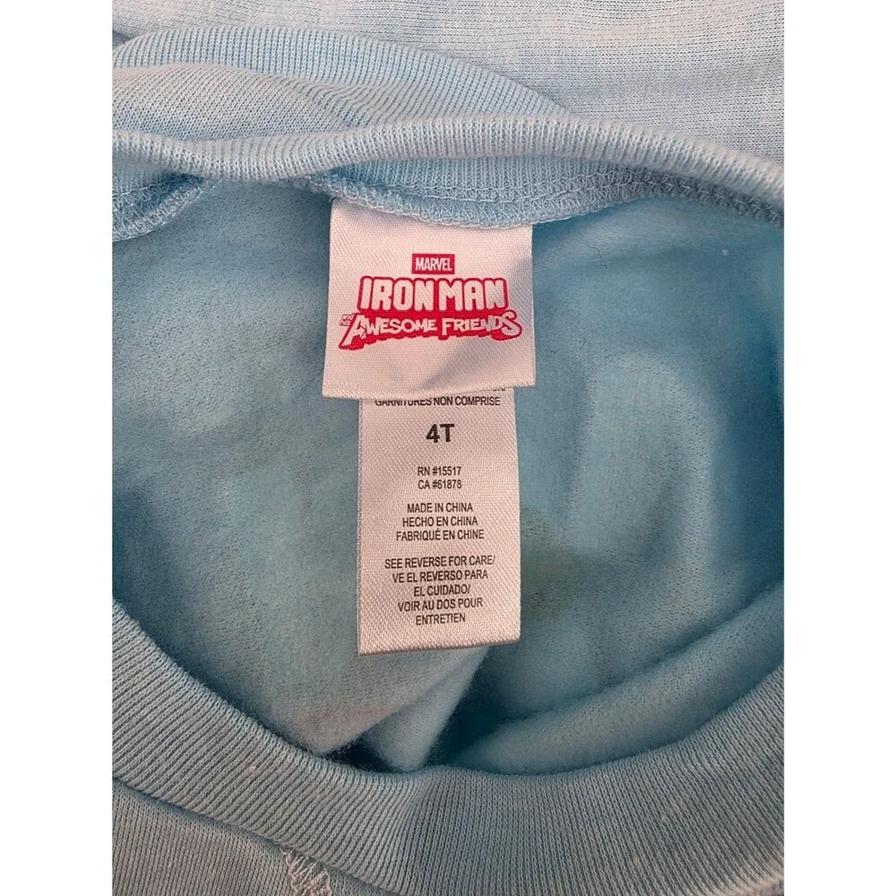 Marvel Iron Friends Kids Light Blue Sweatshirt And Jogger Outfit Set Size 4 NWT